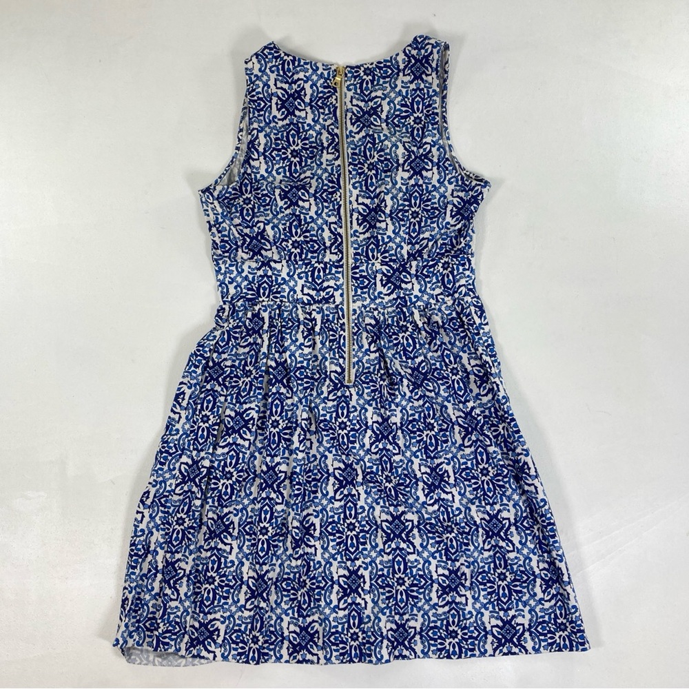 Milly for Design Nation Banvin Blue White Floral Sleeveless Fit Flare Dress 10 - Picture 13 of 16